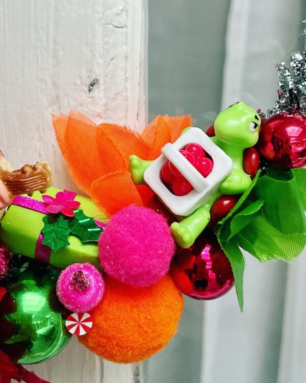 Julekrans i grøn, orange og pink - Image 3