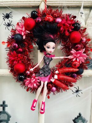 Halloween krans rød/ sort