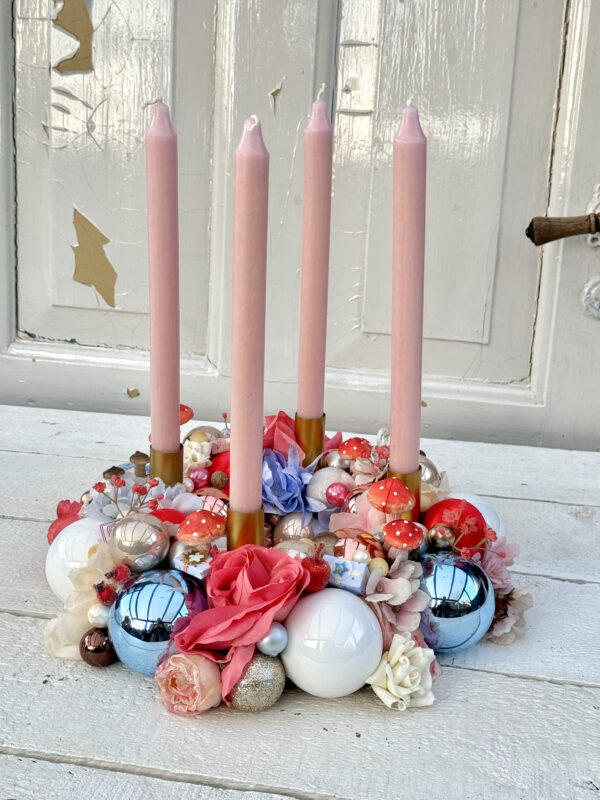 Adventskrans - blå, røde og hvide farver - Image 2