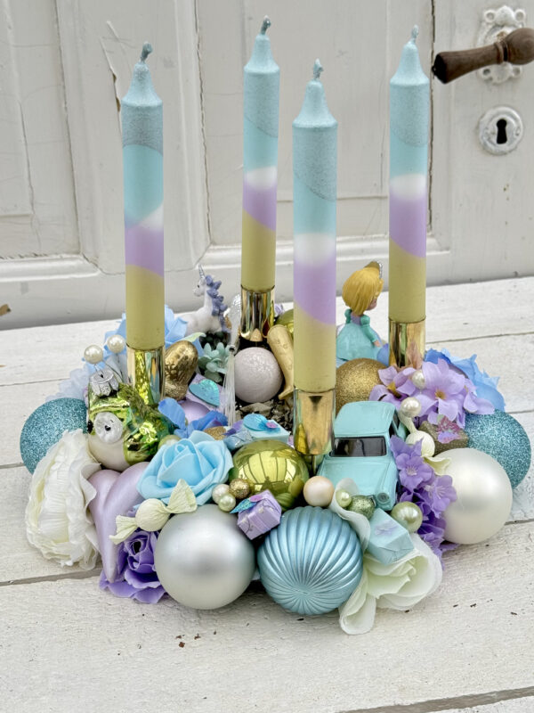 Adventskrans lys blå, lilla, hvid og grøn - Image 2