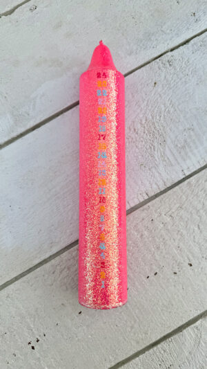 Nedtællingslys/ kalenderlys pink med glimmer