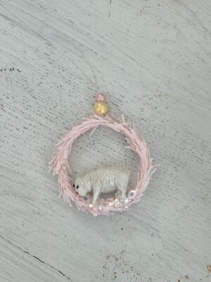 Mini ophæng med får - pastel lyserød